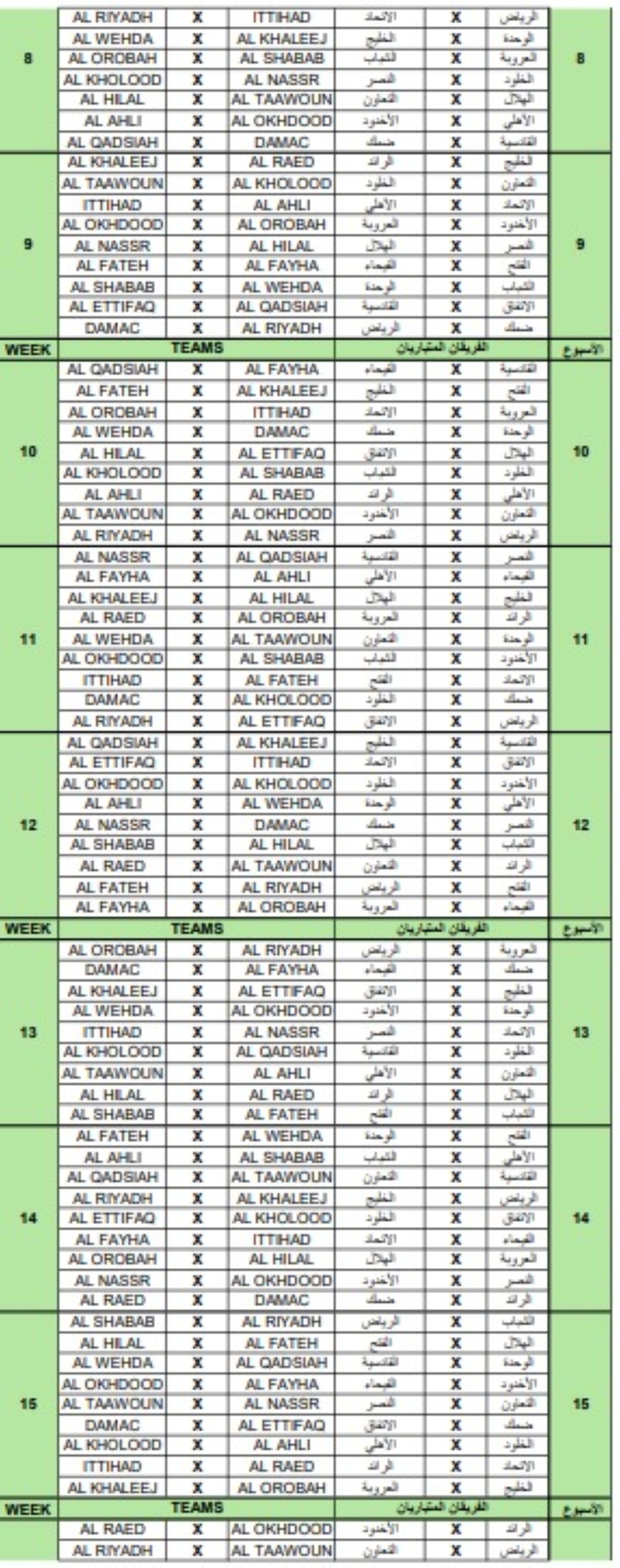 الإعلان عن جدول مباريات الدوري السعودي للموسم الجديد
